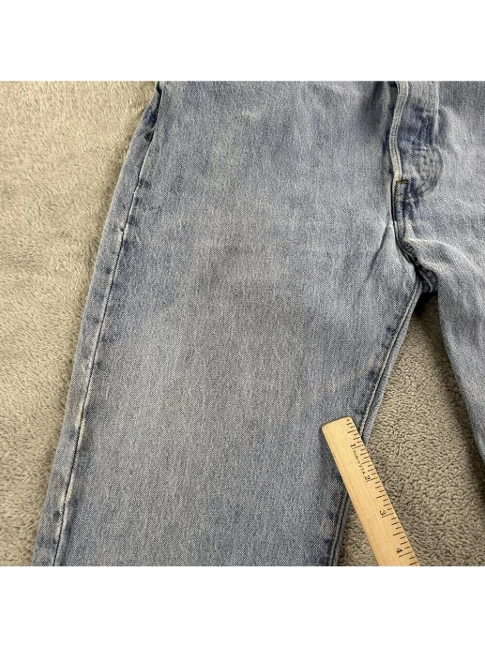 Levis 501 Jeans Mens 36x32 Blue Light Wash Button Fly Straight Leg Denim Western